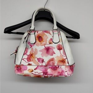 GUESS White and Pink Floral Satchel